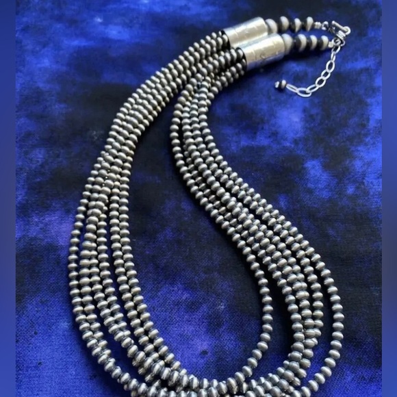 4mm Multi Strand 925 Sterling Silver Oxidized Pearls Bead...